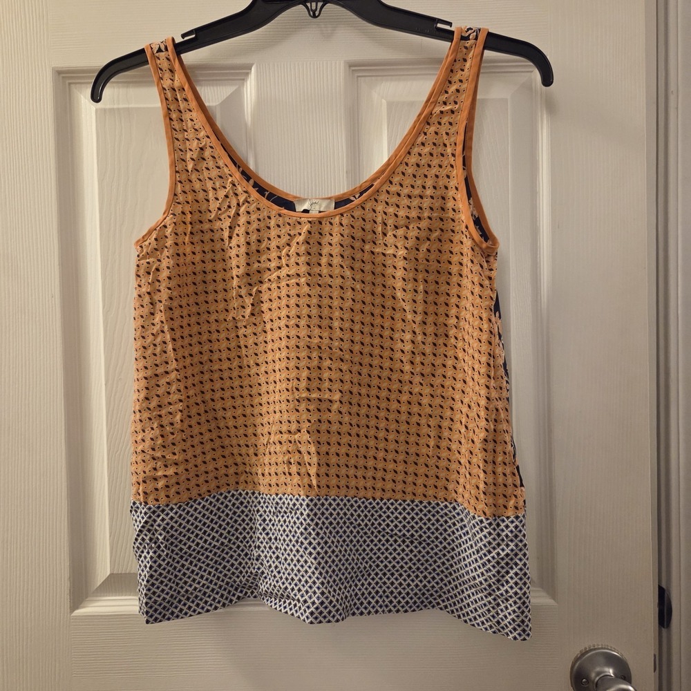 Joie sz XS 100% silk tank blouse floral geo print casual lightweight feminine
